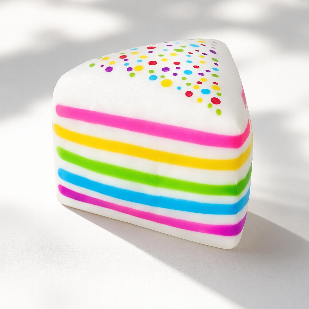 Rainbow Cake Squishy Toy – Snowflake Ice Cube Malt Syrup Stress Relief Fidget