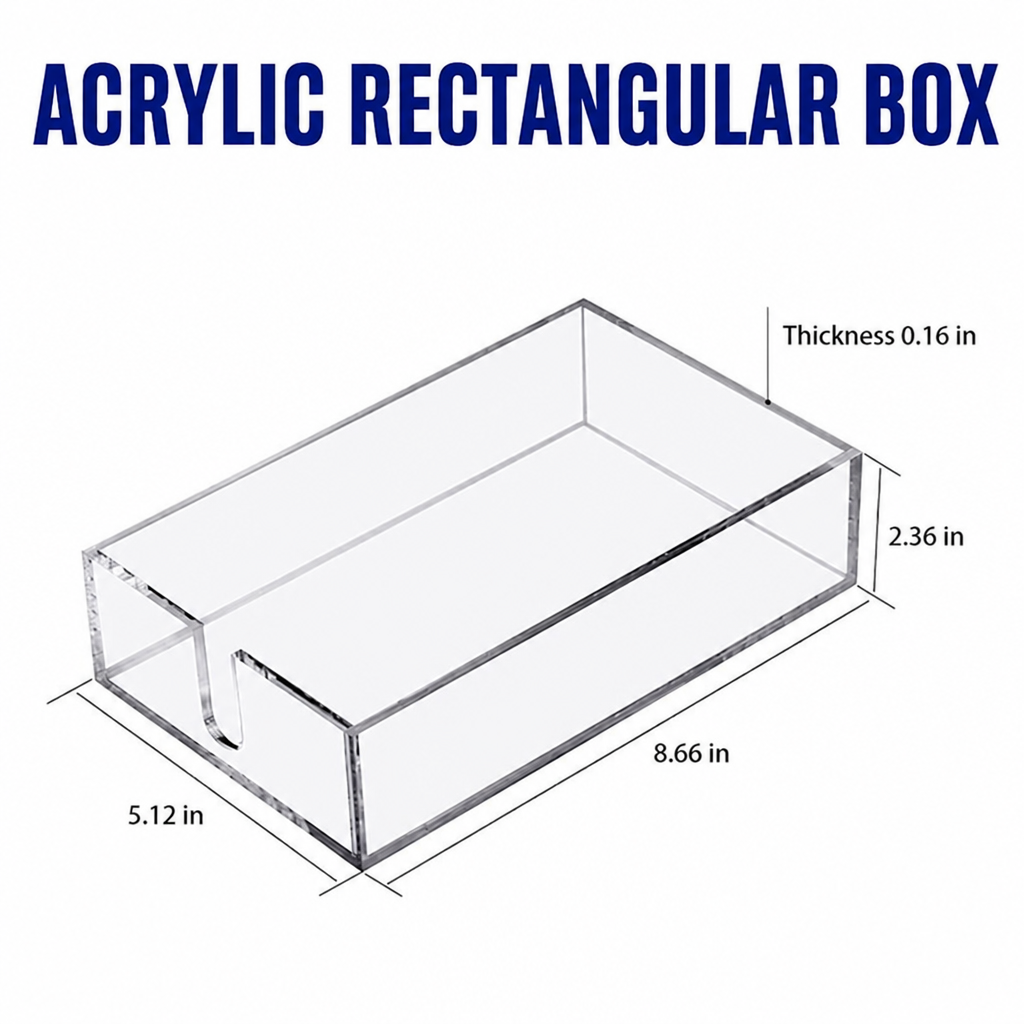 Acrylic Tissue Box Cover & Towel Holder, Clear Minimalist Rectangular Storage