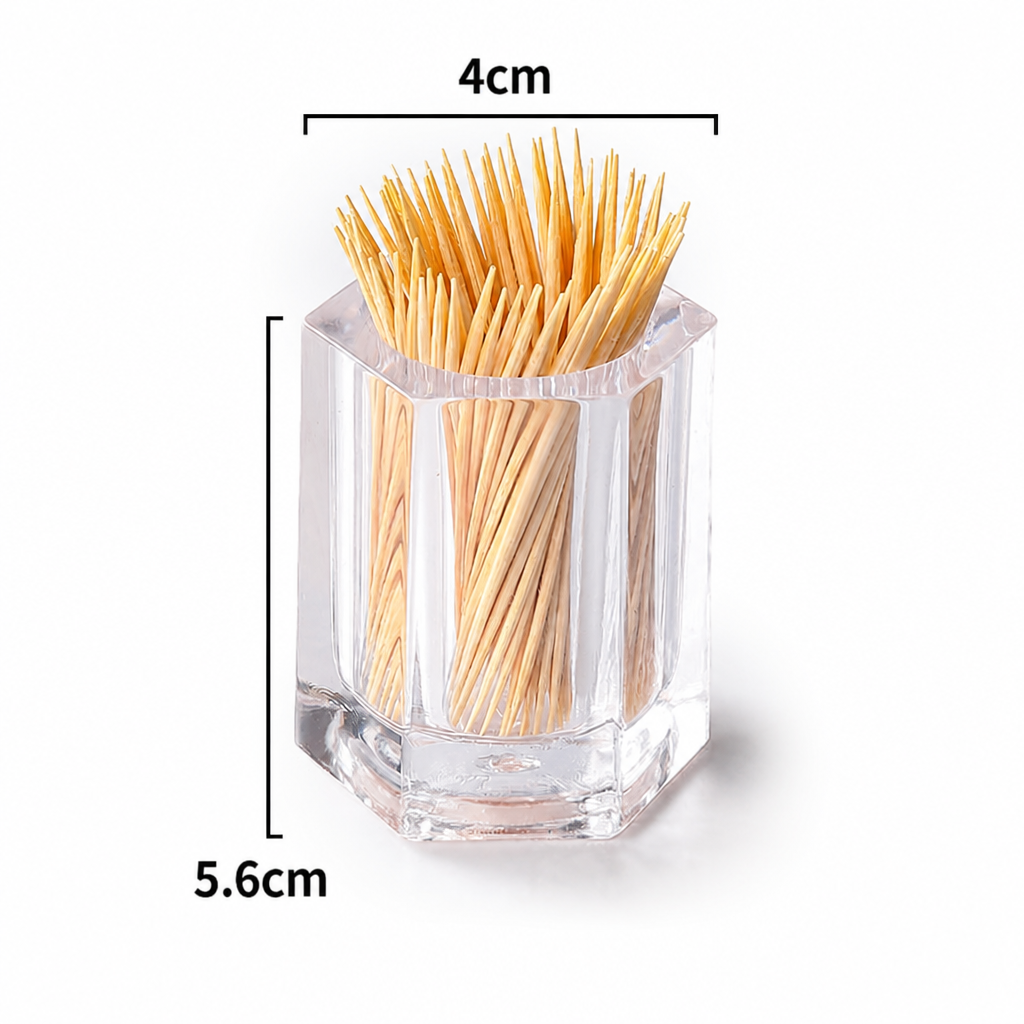 Acrylic Toothpick Holder & Storage Container Set, Clear Desk Organizer Caddy for Toothpicks, Cotton Swabs, and Small Tabletop Items