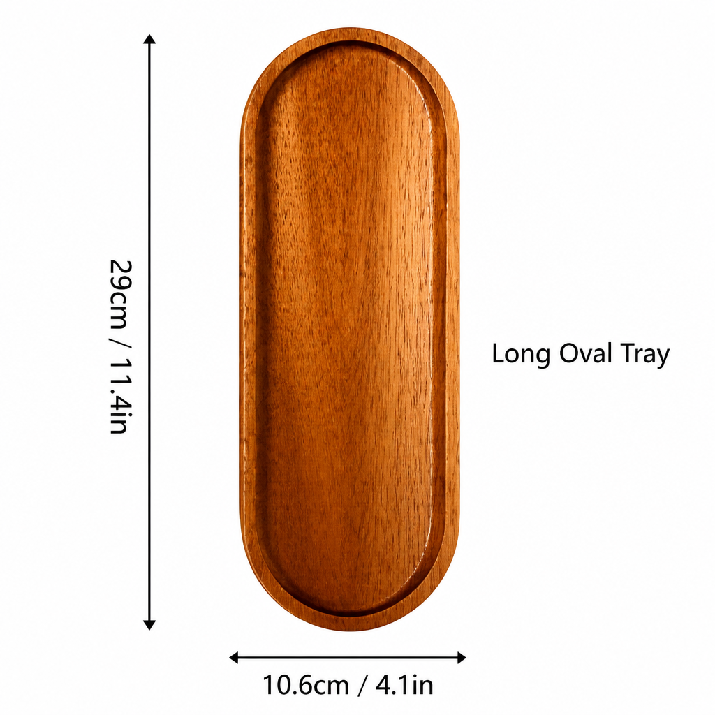 Acacia Wood Serving Tray, Oval Fruit Platter & Decorative Snack Board