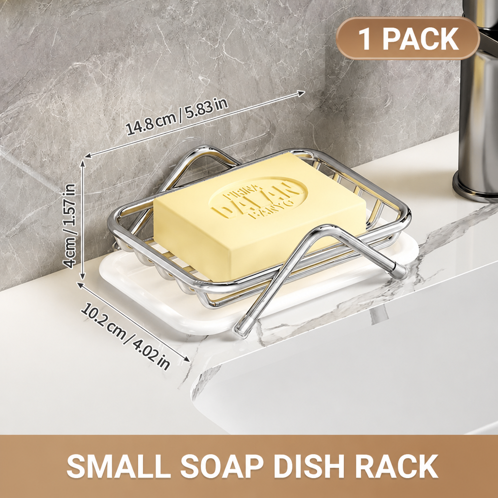 Stainless Steel Soap Dish Holder – Minimalist Soap Rack with Drain Tray, Rust Resistant Bathroom Soap Storage Organizer