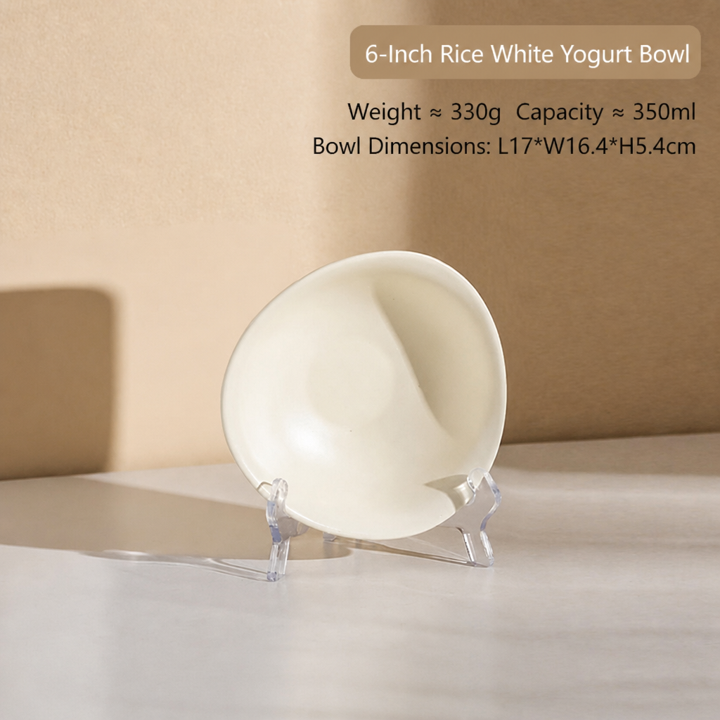Ceramic Yogurt Bowl – 350ml Irregular Shape Breakfast Bowl