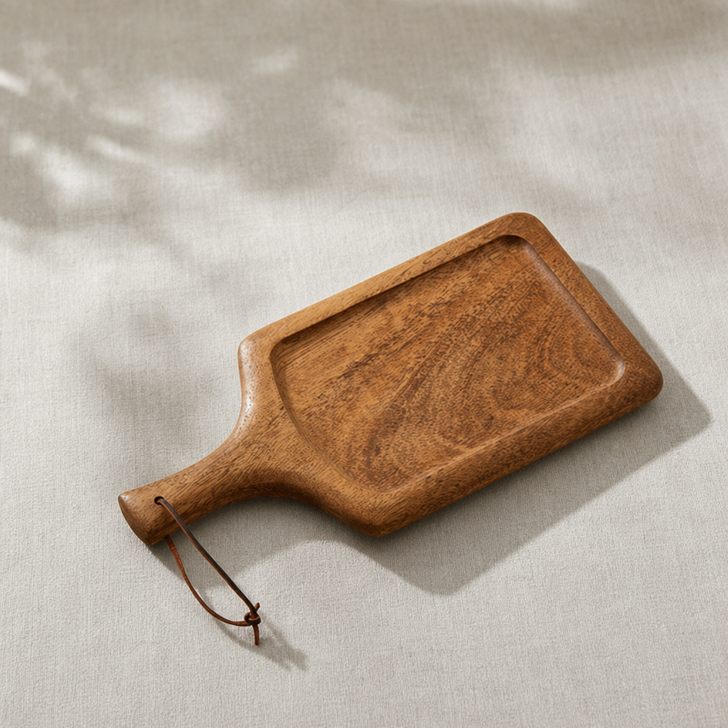 Solid Walnut Wood Steak Plate – Japanese Style Wooden Serving Tray