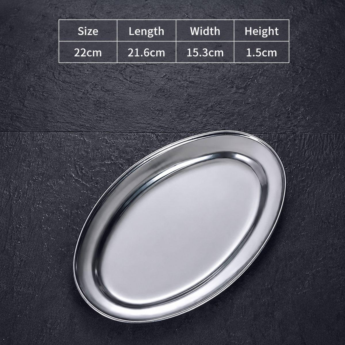 Stainless Steel Oval Plate, Metal Oval Serving Platter for Restaurant & Home