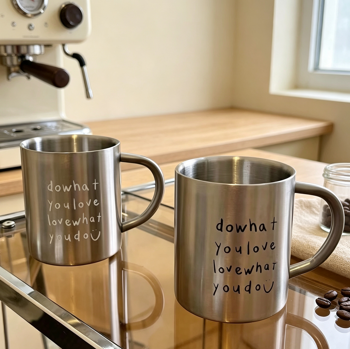 Korean Style 304 Stainless Steel Mug – Minimalist Metal Coffee Cup for Home, Office & Daily Use
