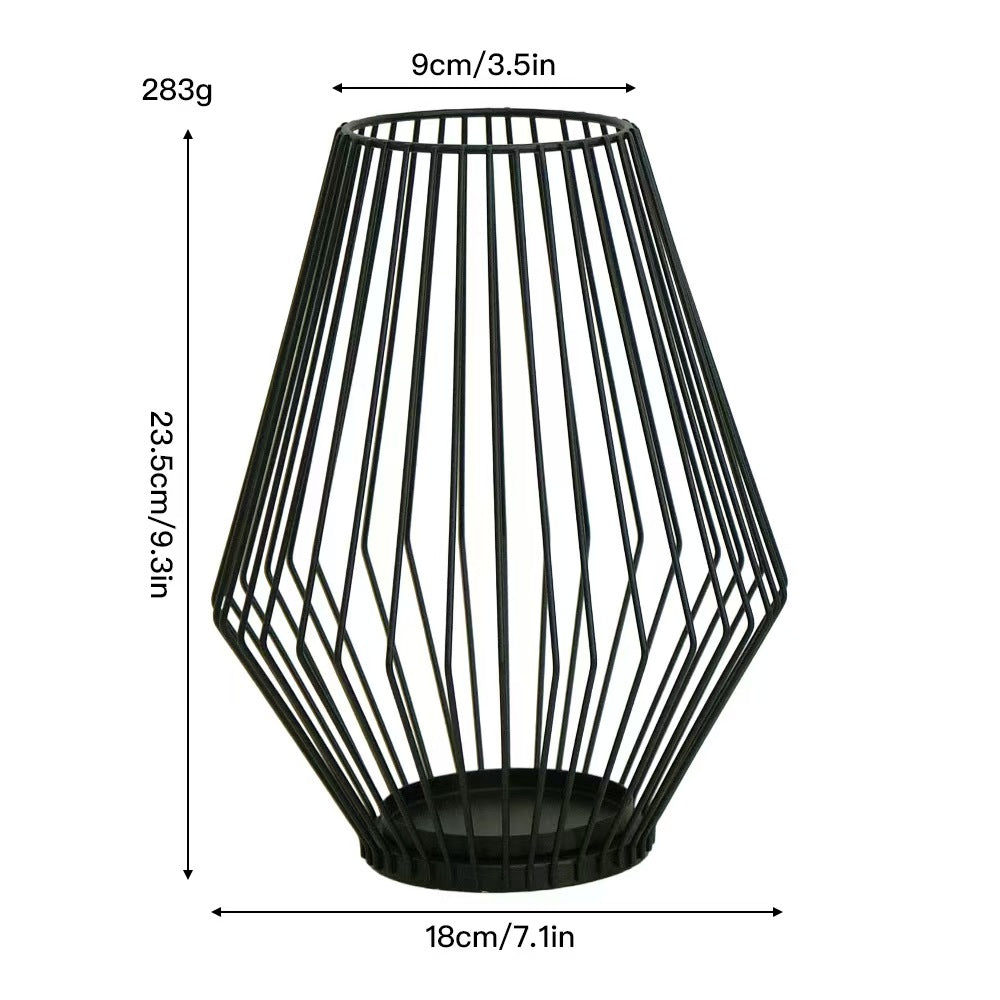 Lantern Style Metal Candleholder, Ambient Iron Decor