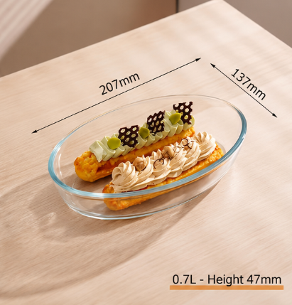 Oval High Borosilicate Glass Baking Dish, Clear Glass Oven Safe Serving Bowl