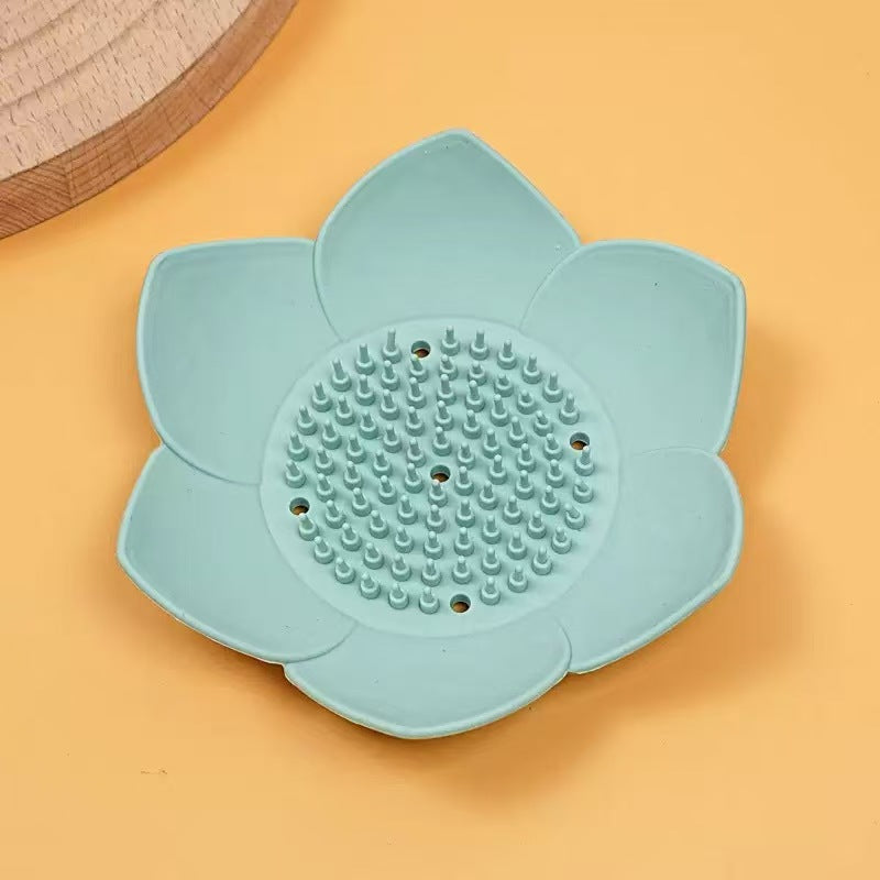 Lotus Shape Silicone Soap Dish Drain Tray