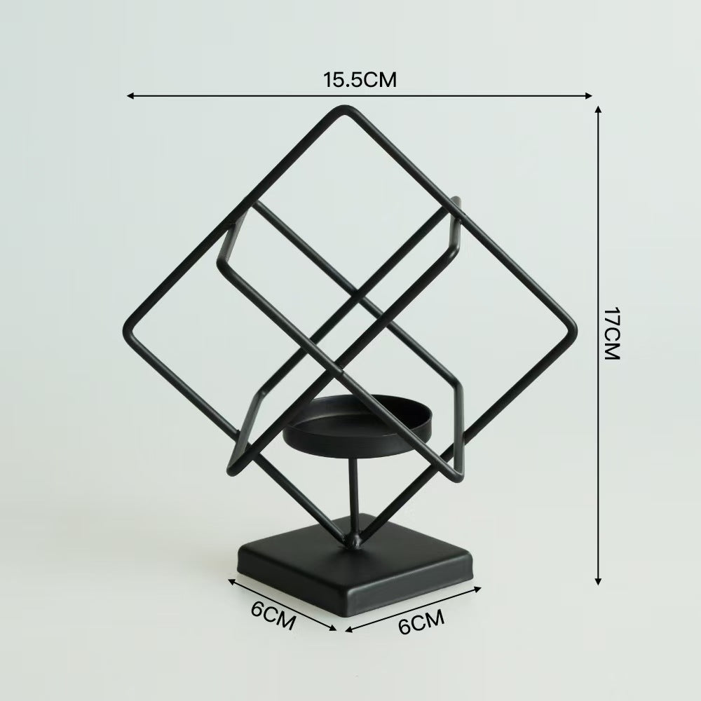 Creative Iron Candleholder, Cube Globe Irregular Sculpture