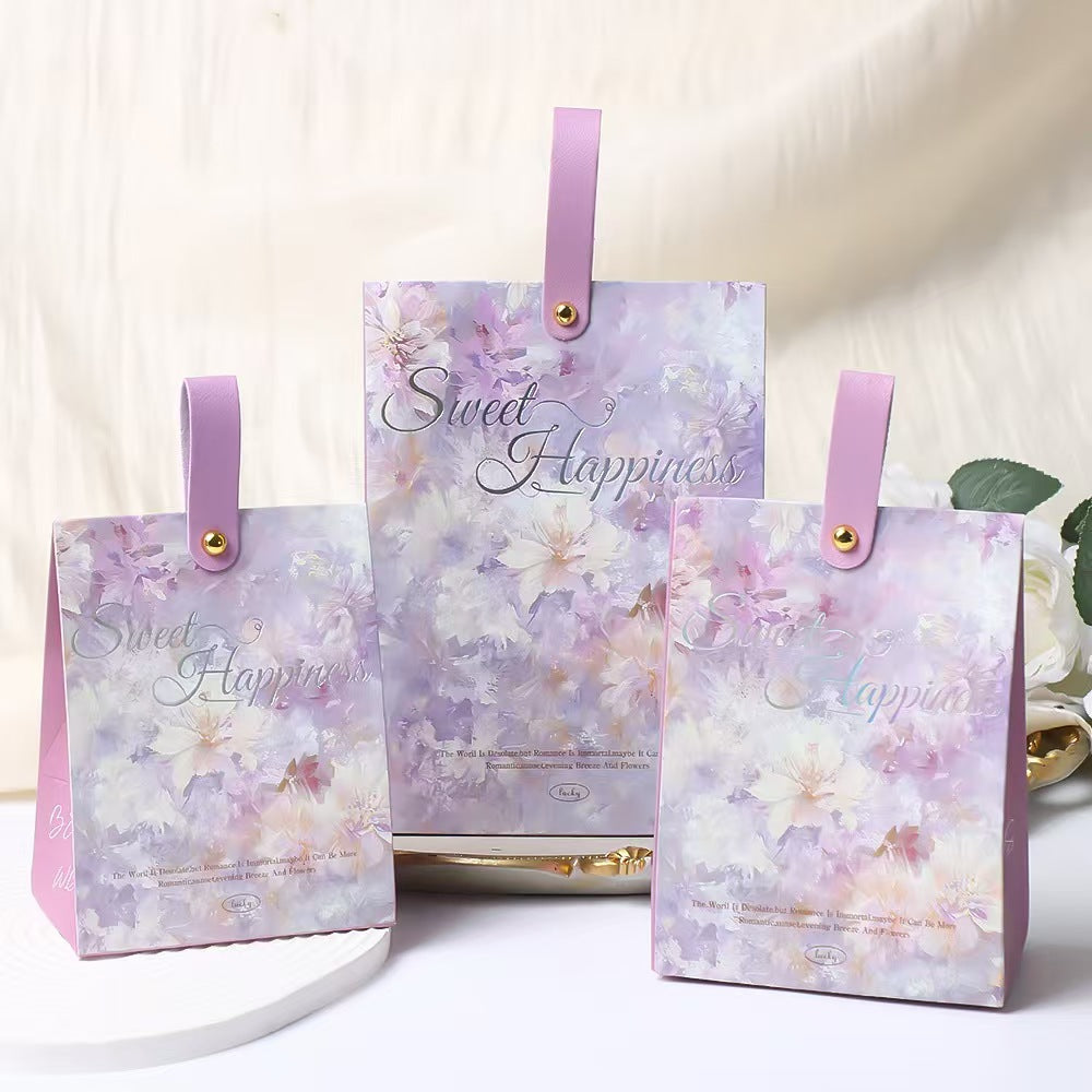 Oil Painting Style Candy Gift Bag Paper Handle Party Bag