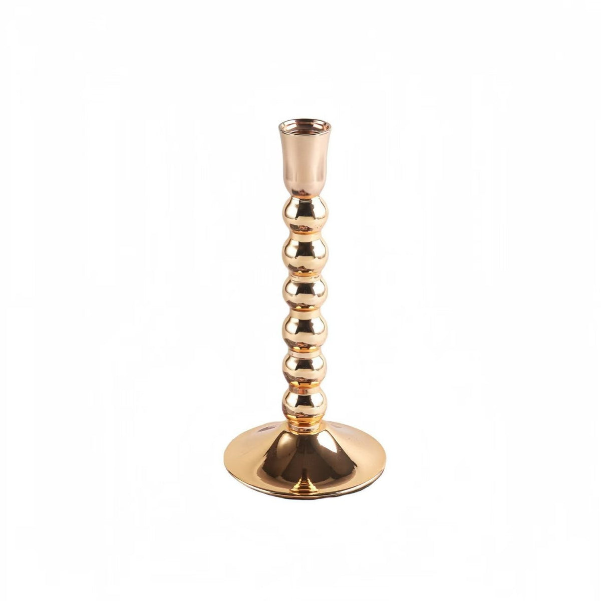 French Gold Electroplated Bead Candleholder, Heavy Duty Exquisite Iron Decor