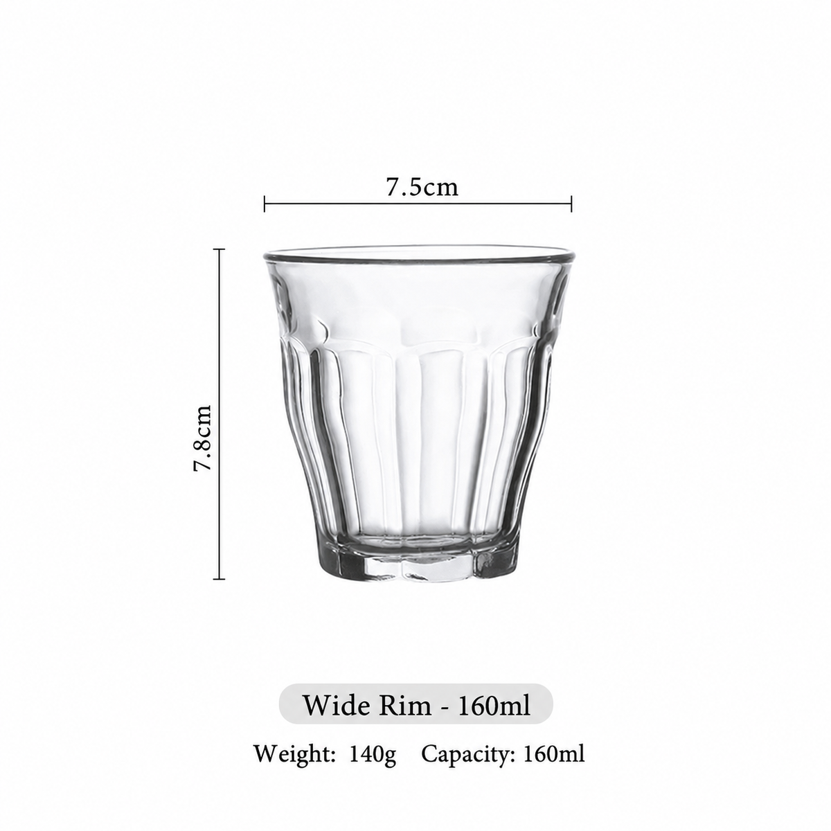 Vintage Fluted Glass Tumbler – 160ml Thick-Wall Drinking Glass