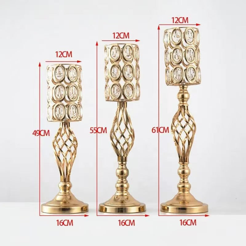 Heavy Duty Exquisite Twisted Crystal Iron Candleholder, Luxury Decorative Home Accent