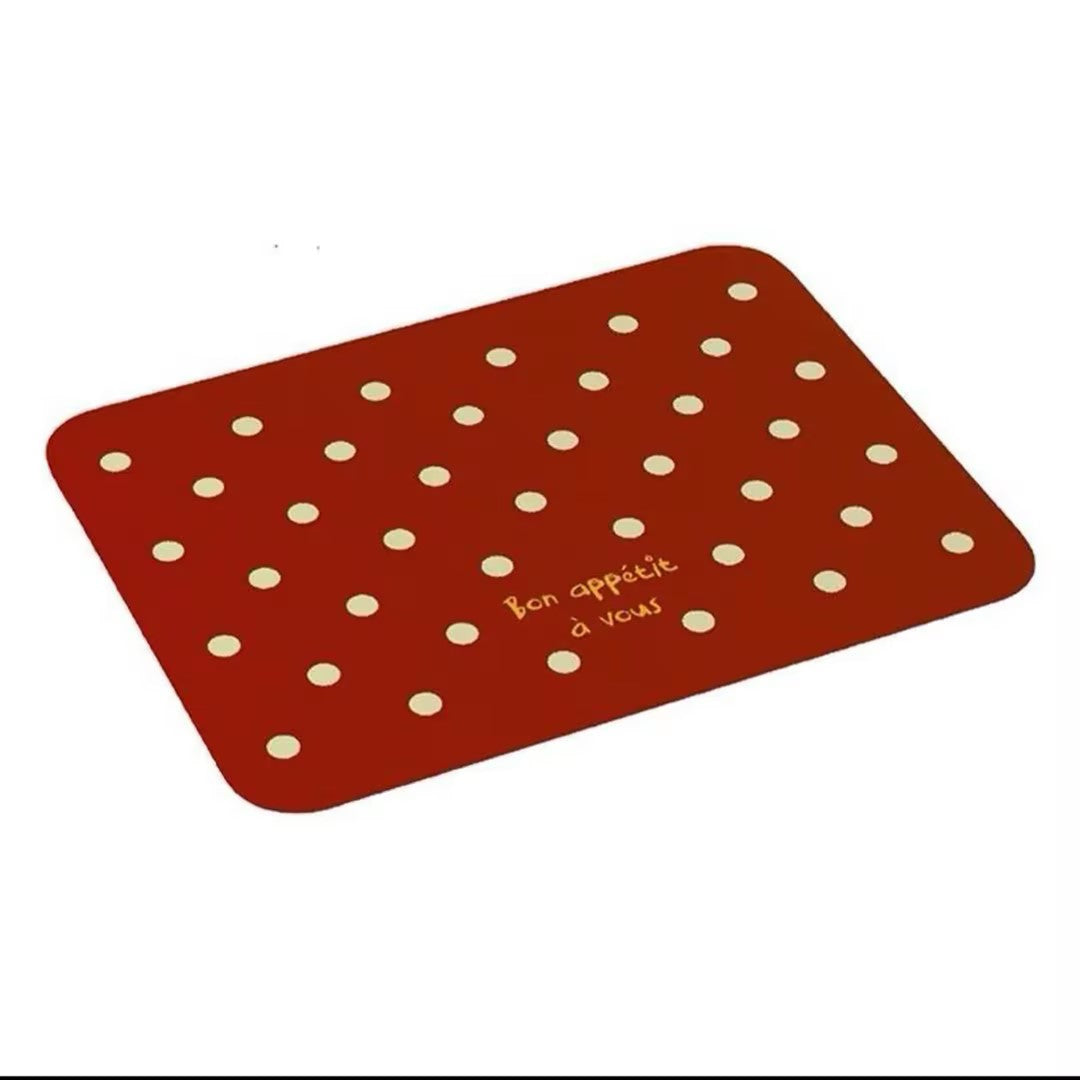 Waterproof Leather Placemat – Minimalist Polka Dot Dining Table Mat, French Style PU Leather Table Protector for Kitchen & Home Decor
