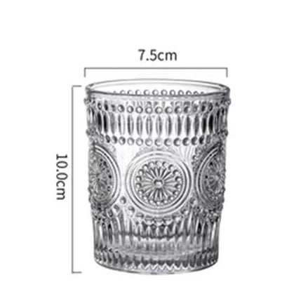 Embossed Glass Drinking Cup Vintage Style Tumbler