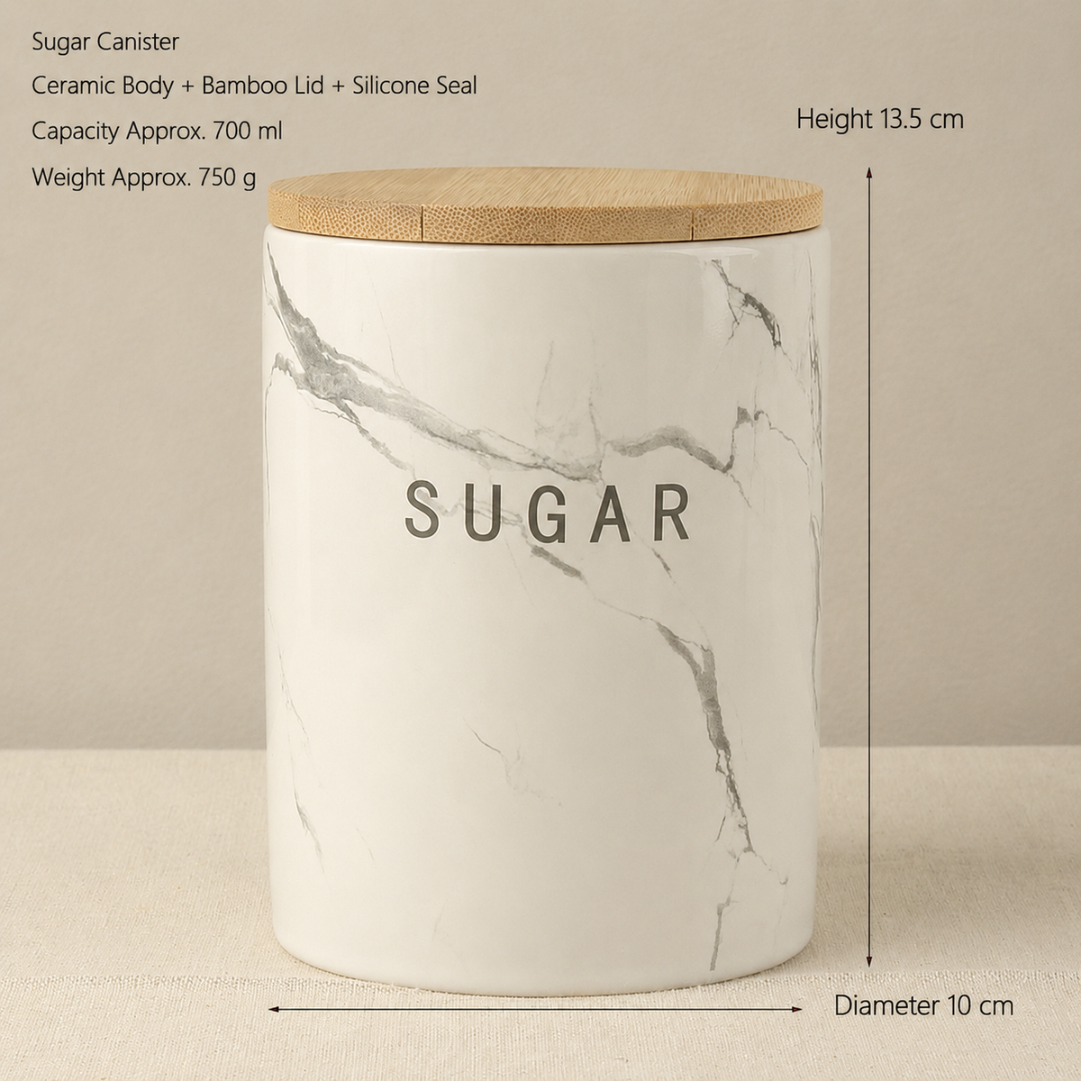 Marble Ceramic Storage Jar – 700ml Kitchen & Home Canister