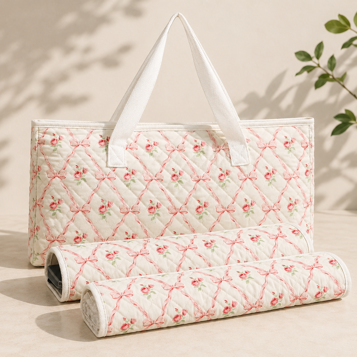 Floral Mahjong Travel Bag Set – 3-Piece Storage & Organizer Collection