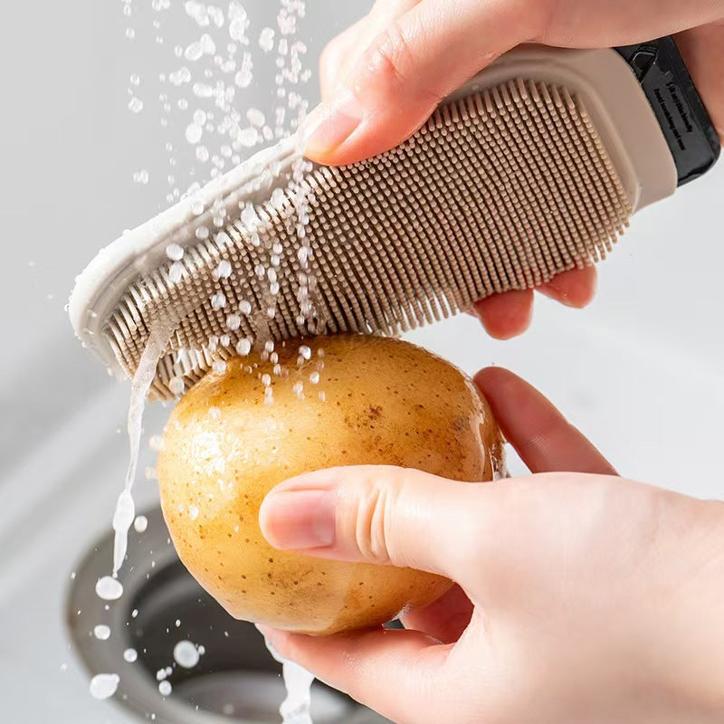 Flexible Fruit & Vegetable Cleaning Brush, Multi-Purpose Silicone Kitchen Scrubber Tool
