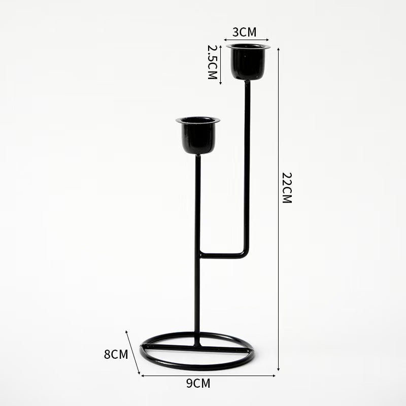Double-Headed Candleholder with Hollow Base, Vintage Iron Craft