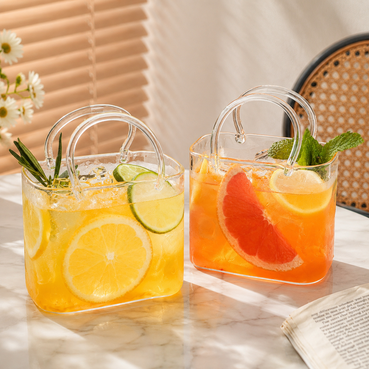 Novelty Handbag Glass Cup – Transparent Beverage & Cocktail Glass