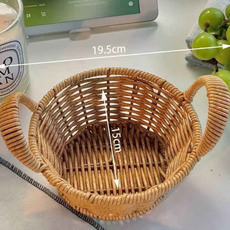Woven Rattan Style Storage Basket Fruit Organizer Home Decor