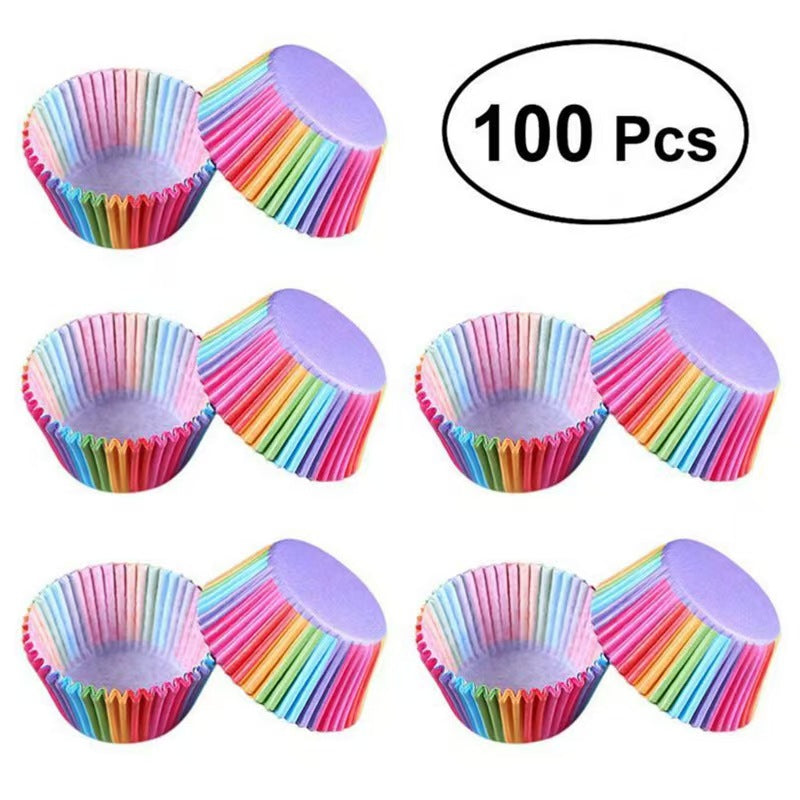 100pcs Rainbow Muffin Cupcake Liners