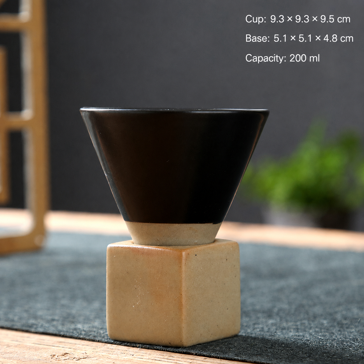 Ceramic Coffee Cup with Square Base – 200 ml Conical Drink Cup for Latte, Tea, Espresso, Dessert & Home Café Use