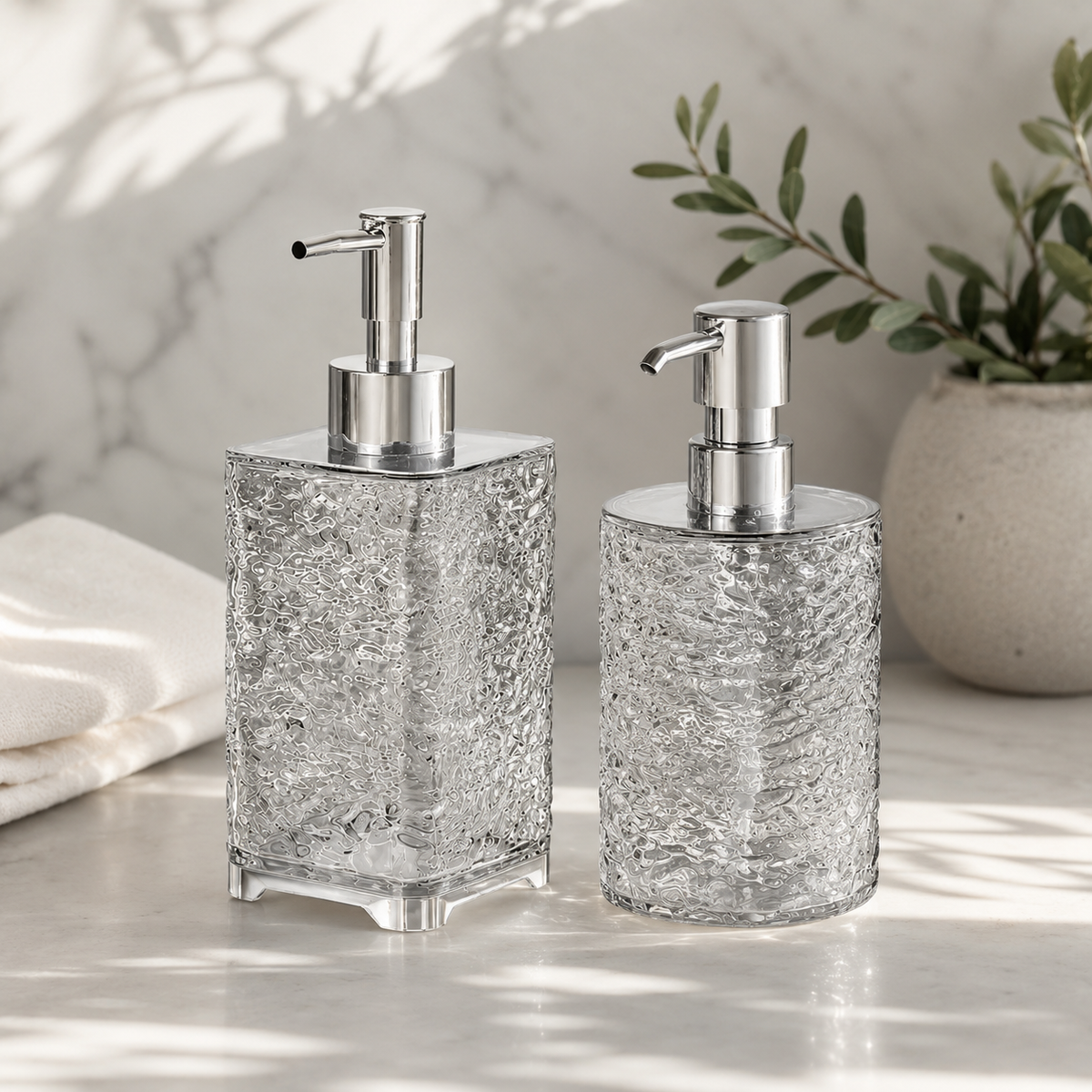 Water Ripple Pump Bottle, Wave Texture Refillable Cosmetic Dispenser Bottle, Bathroom Lotion Shampoo Container
