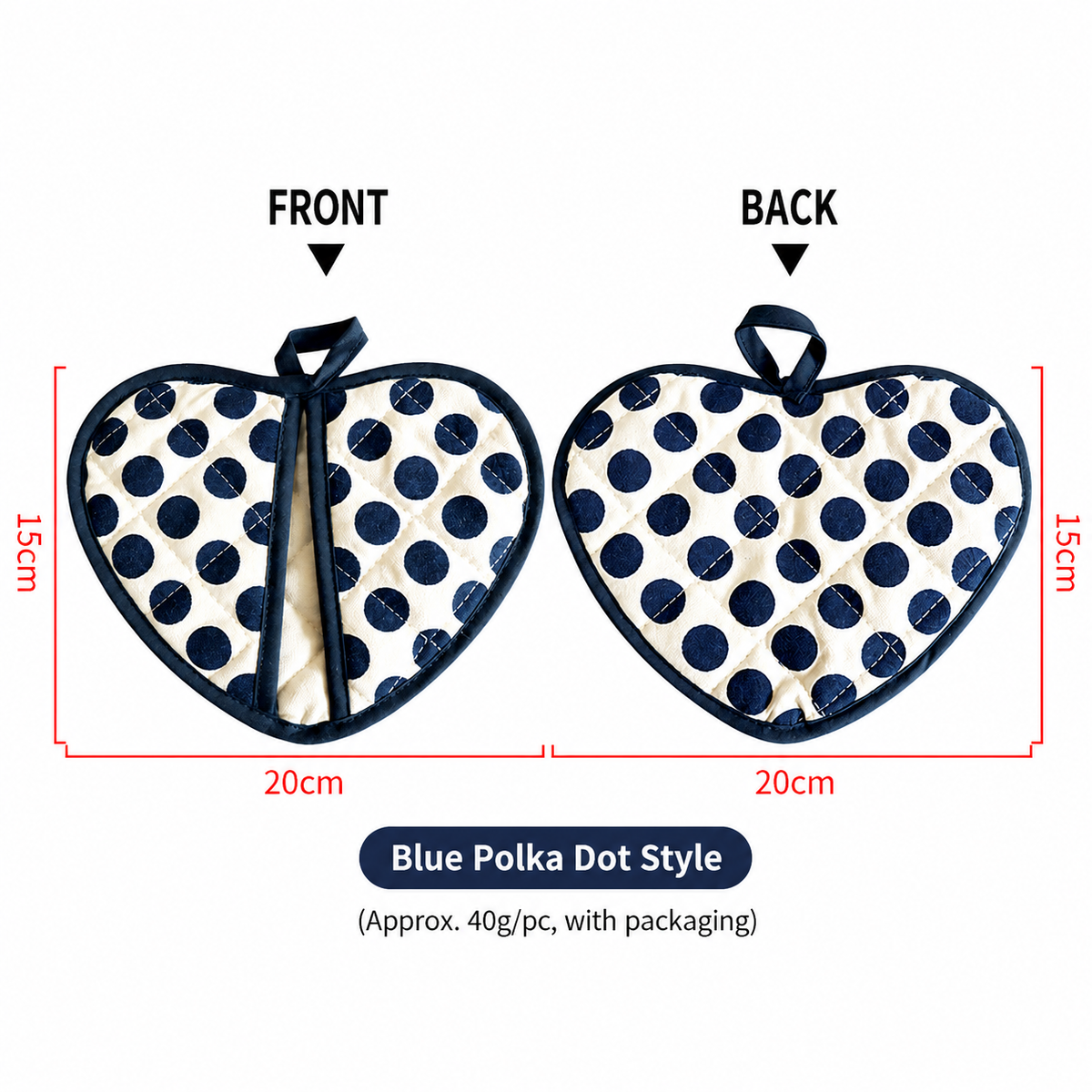 Thick Heart-Shaped Heat Resistant Pot Holder, Double-Layer Cotton Insulated Oven Mitt