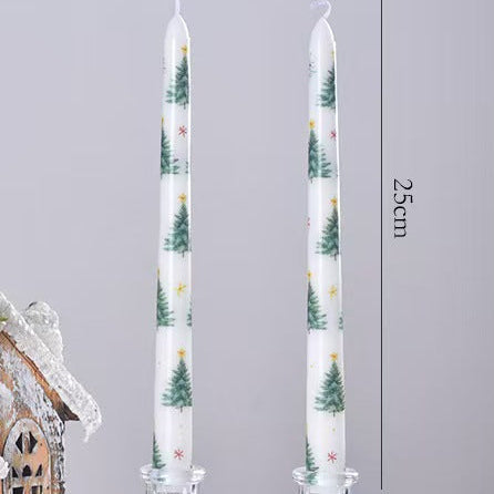 25cm Christmas Printed Taper Candles – Set of 2