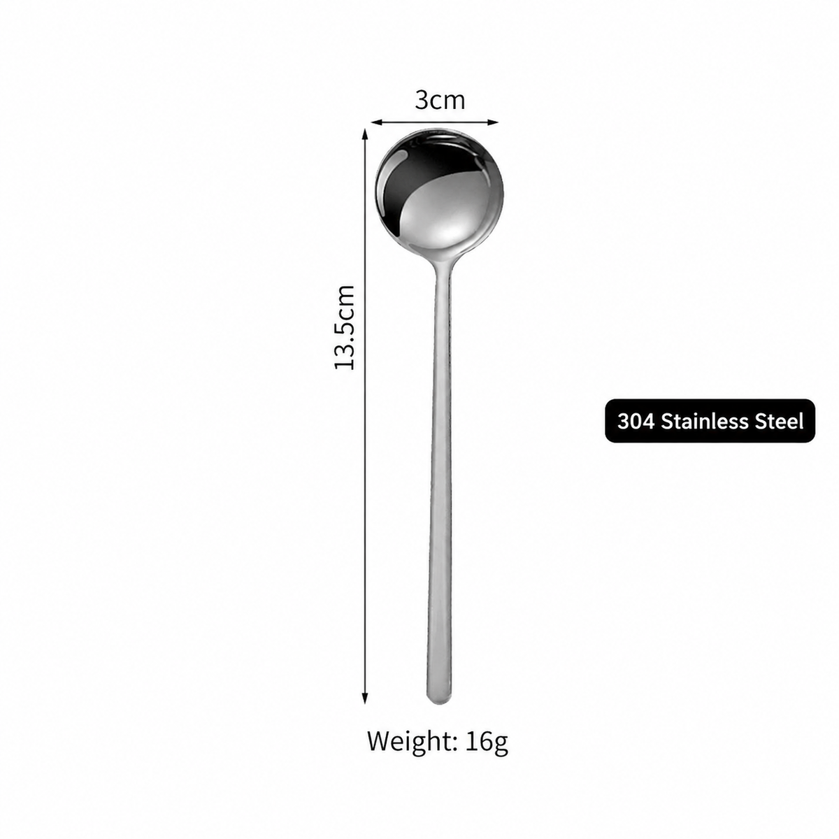 304 Stainless Steel Mini Dessert Spoon | Elegant Long Handle Coffee & Caviar Spoon