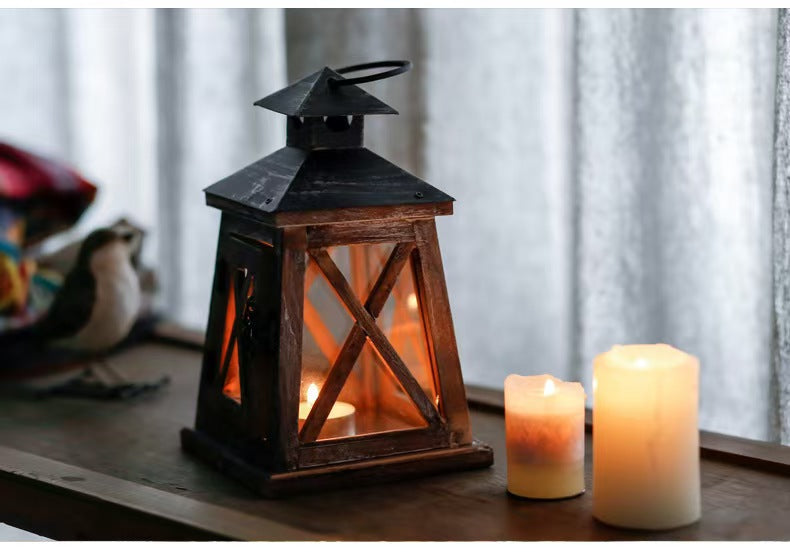 Vintage American Iron and Wood Candle Holder