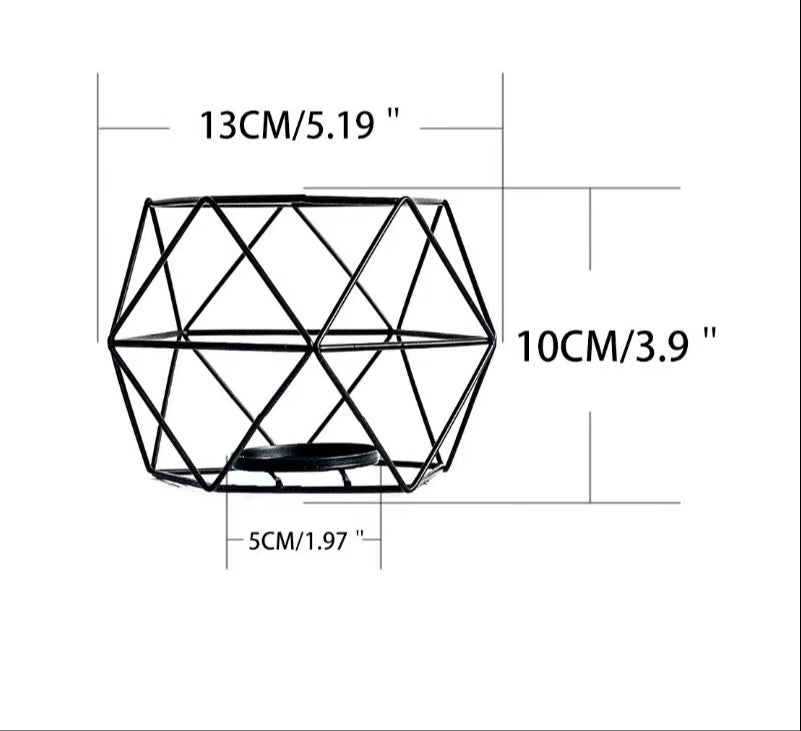 Geometric Iron Candleholder Set, Modern Decorative Ornament