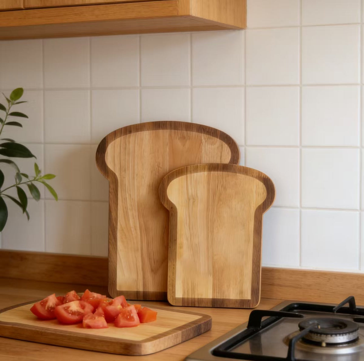 Rubber Wood Bread Shape Cutting Board Kitchen Chopping Board