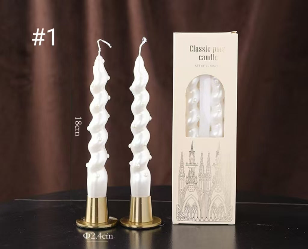 Pearl Taper Candles, Smokeless Soy Blend