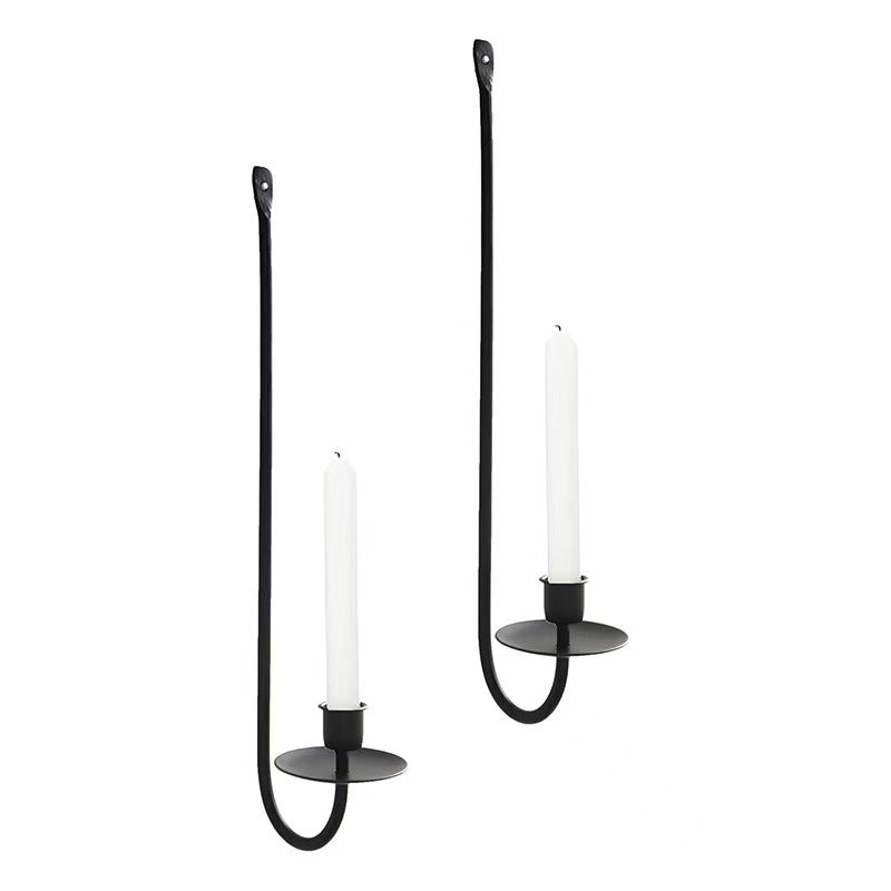 Minimalist Wall Mounted L Shape Iron Candleholder Set, Heavy Duty Exquisite Decor
