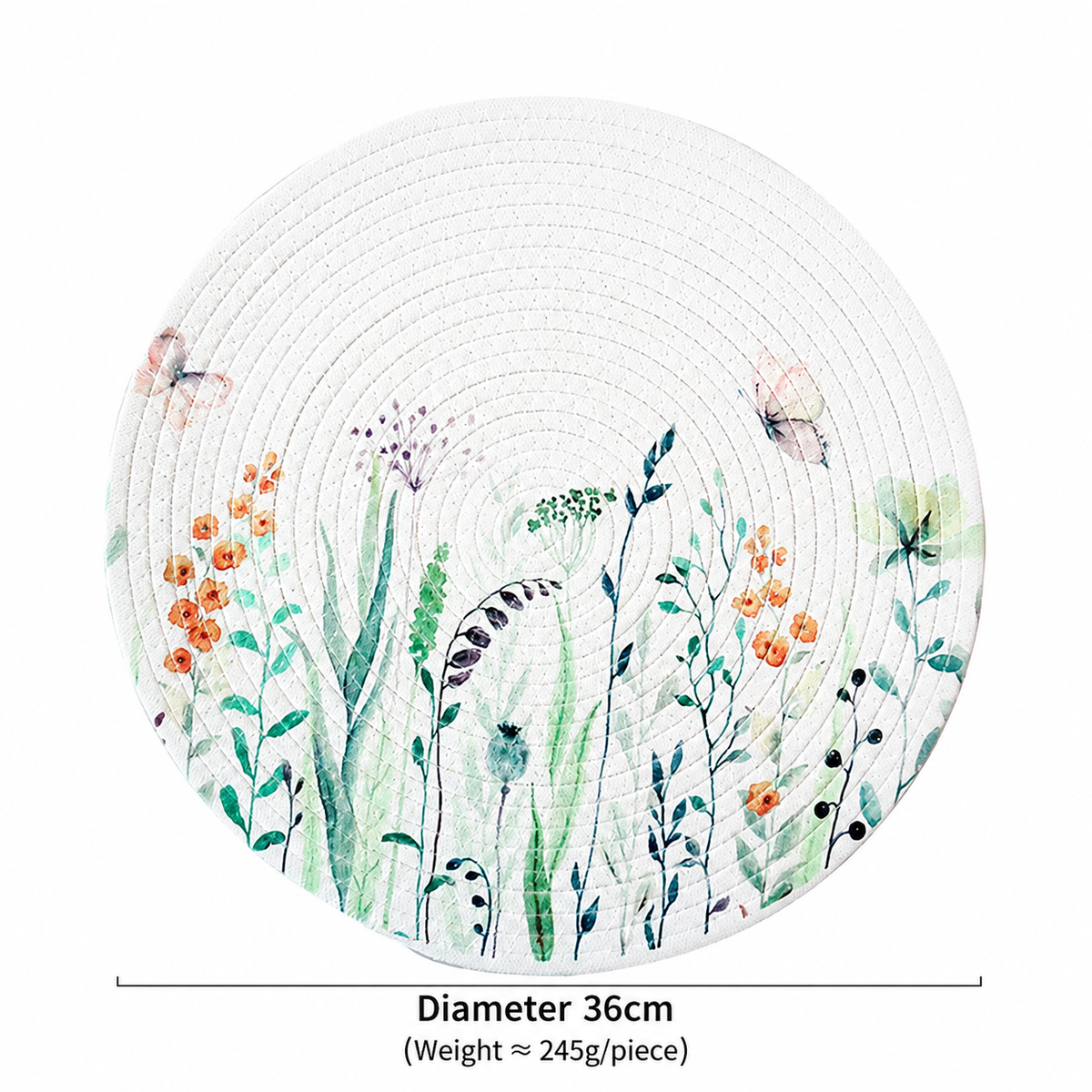 Round Cotton Rope Placemat, Printed Heat-Resistant Table Mat
