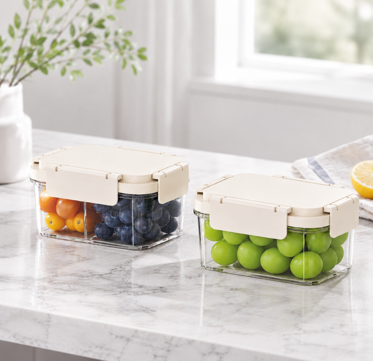 450ml Portable Fruit Storage Box Small Leakproof Compartment Snack Container for Travel