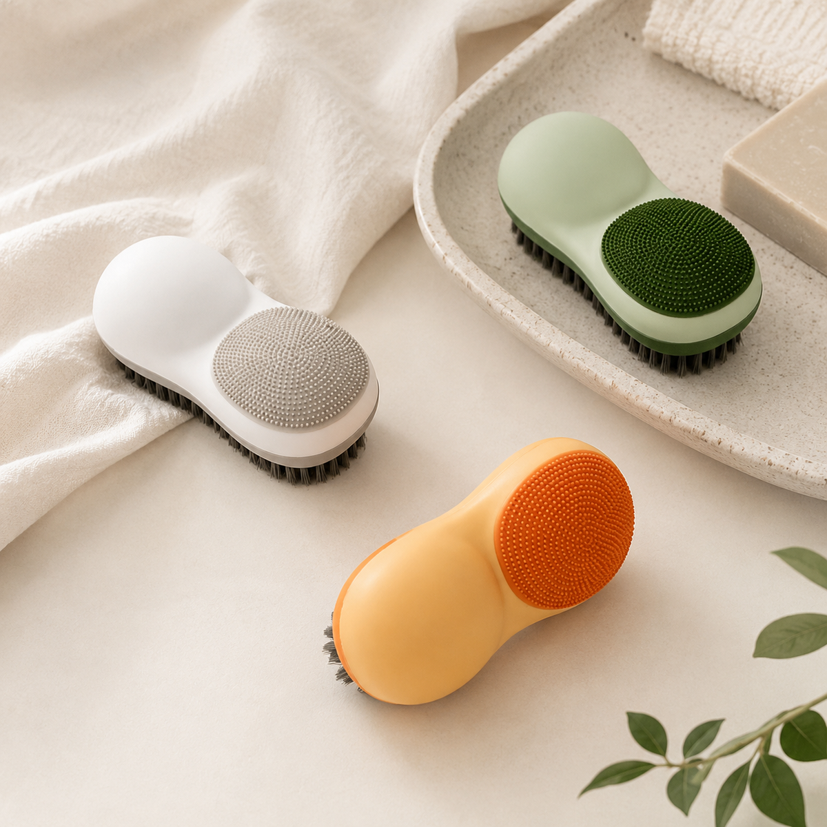 Double-Sided Soft Laundry Brush, Comfortable Grip Clothes Cleaning Tool