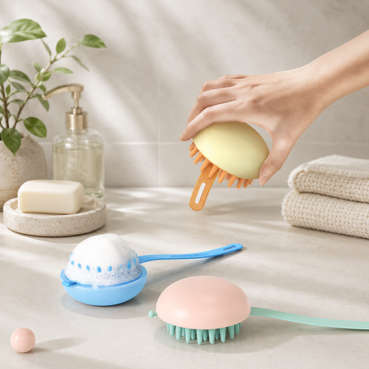 Silicone Scalp Massager Brush, Soft Shower Shampoo & Head Scrubber Tool (MOQ 2pcs)