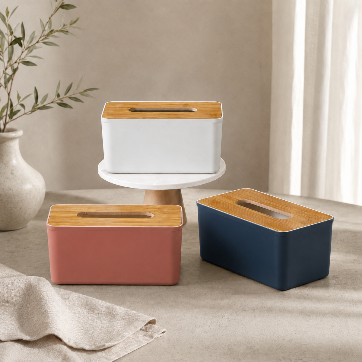 Wooden Tissue Box Cover, Minimalist Napkin Holder for Living Room & Hotel
