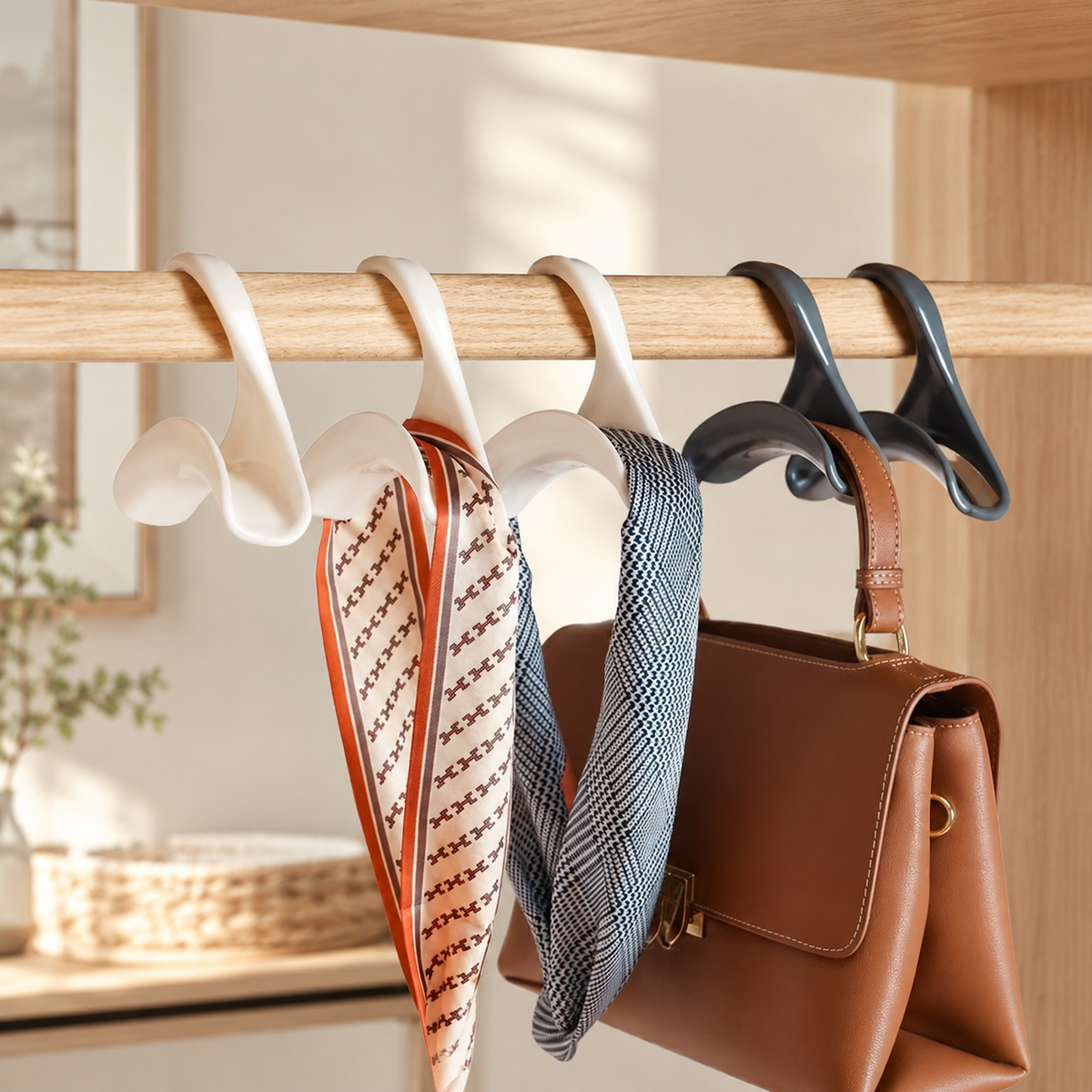 Arched Multi-Purpose Closet Hooks, Scarf & Tie Organizer Hangers