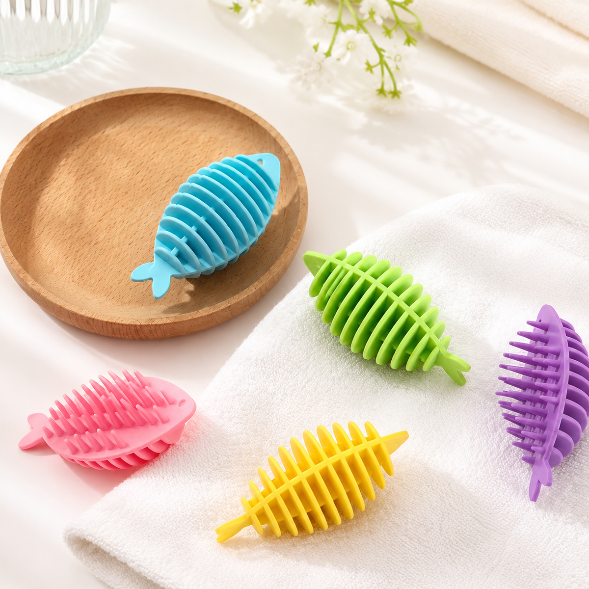Soft TPR Laundry Ball, Anti-Tangle Washing Machine Cleaner Fish Ball