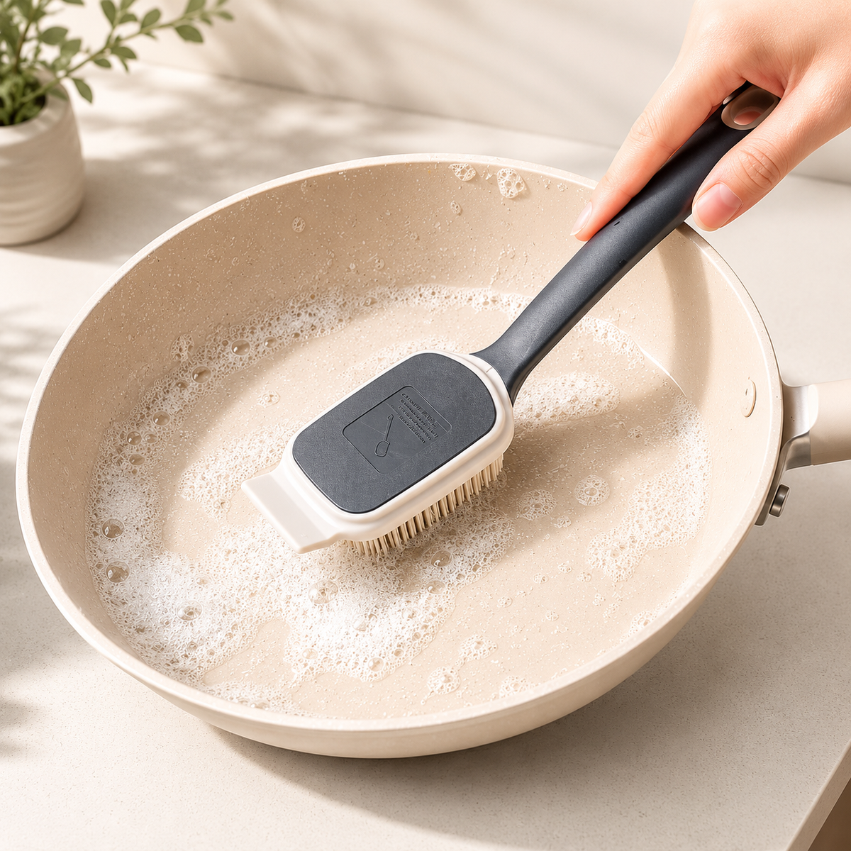 Long Handle Silicone Cleaning Brush, Multi-Purpose Pot & Sink Scrubber