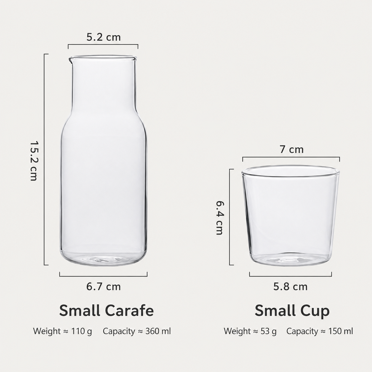 Hand Blown Heat Resistant Glass Carafe Tumbler Set