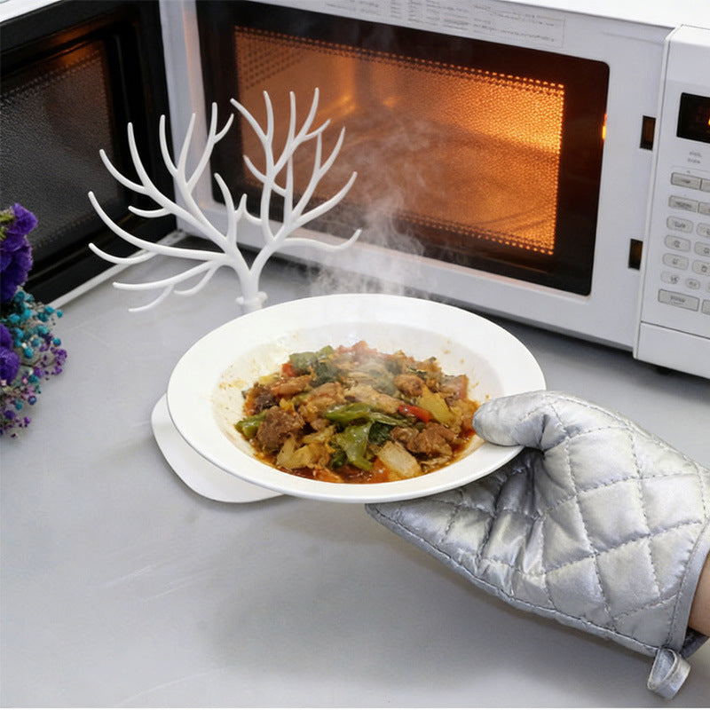 Silver Heat-Resistant Oven Mitt, Thickened Microwave & Baking Glove