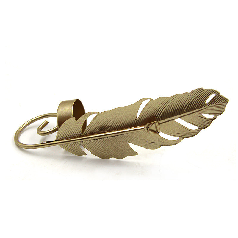Vintage Feather Wall Candle Sconce – Antique Gold Metal Leaf Candle Holder