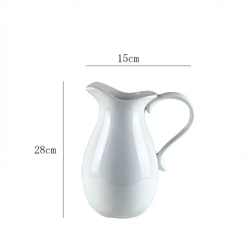 Rustic Ceramic Pitcher Vase – Farmhouse Tabletop Flower Vase