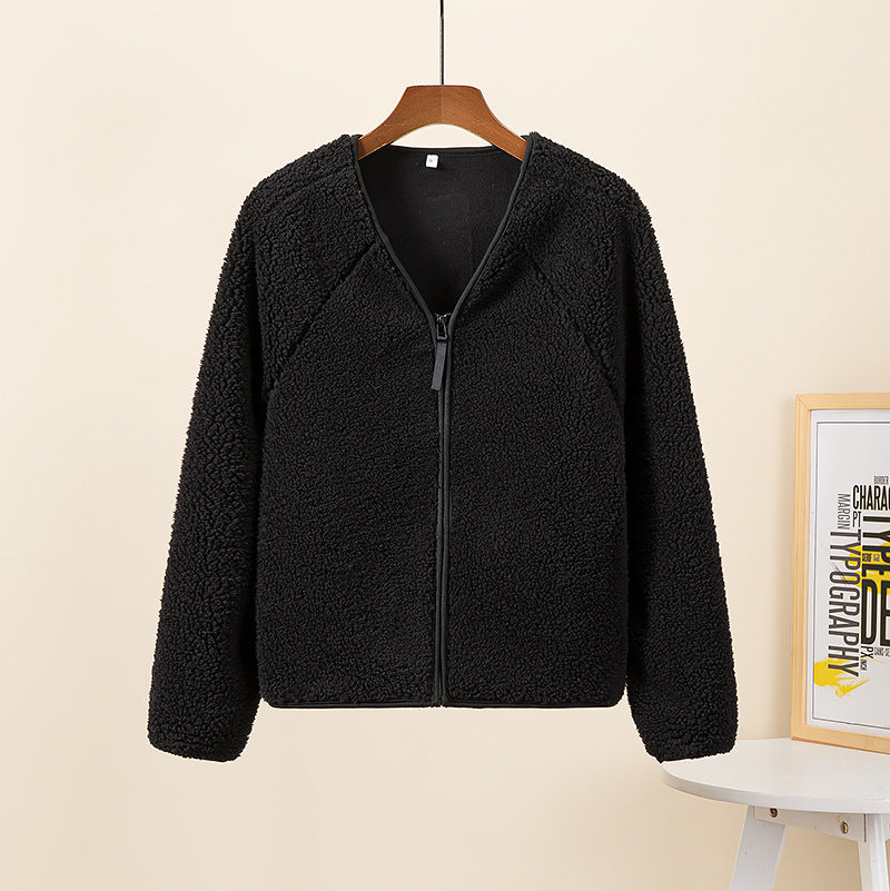 Women’s Chenille Fleece V-Neck Zip-Up Jacket