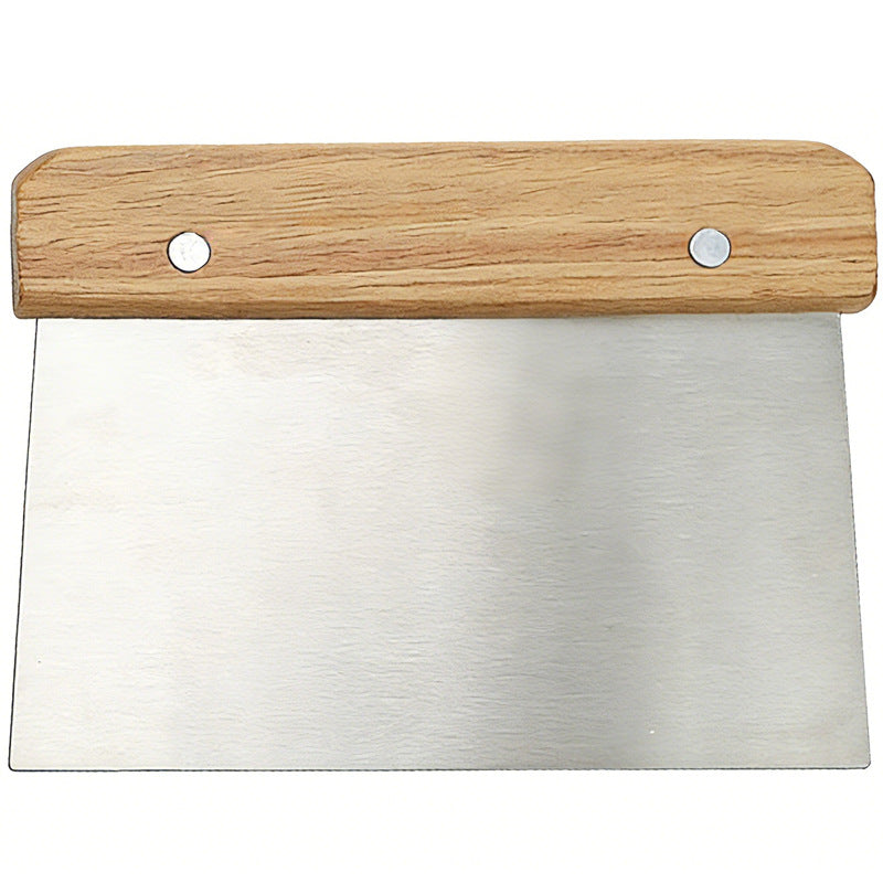 Stainless Steel Dough Cutter with Wooden Handle, Multifunctional Bench Scraper & Pastry Tool for Bread, Pizza, Cake, and Soap Making